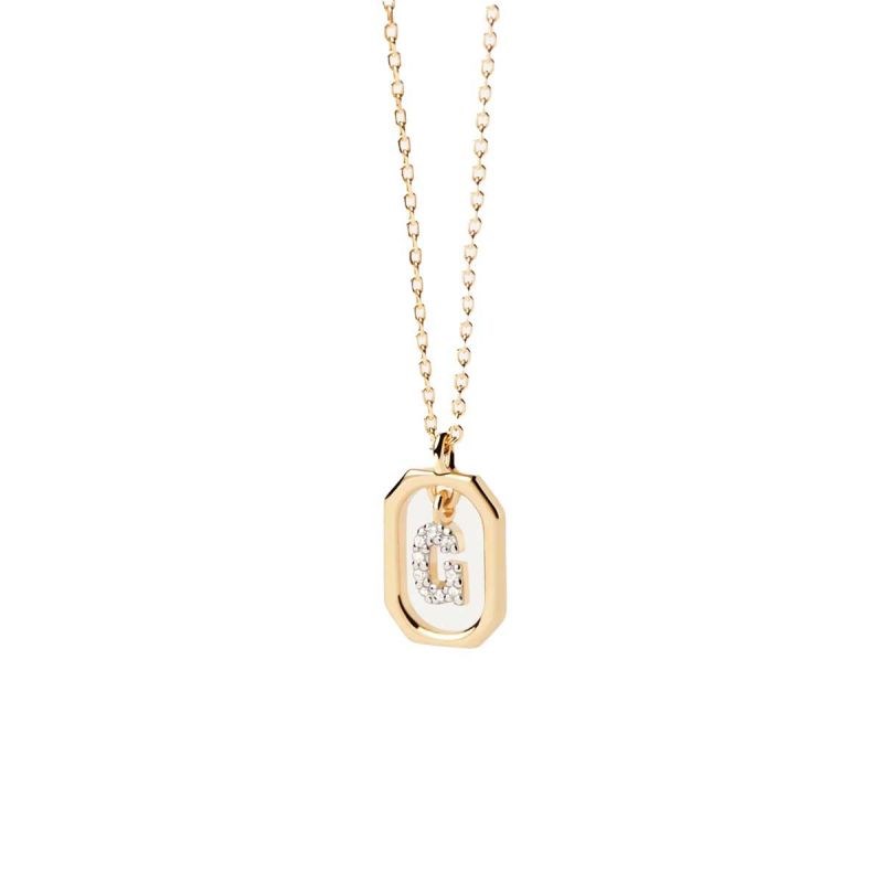 PDPAOLA Collier en argent plaqué or - Mini Lettre G  - CO01-518-U