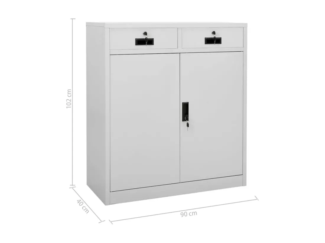 Armoire de bureau Gris clair 90x40x102 cm Acier