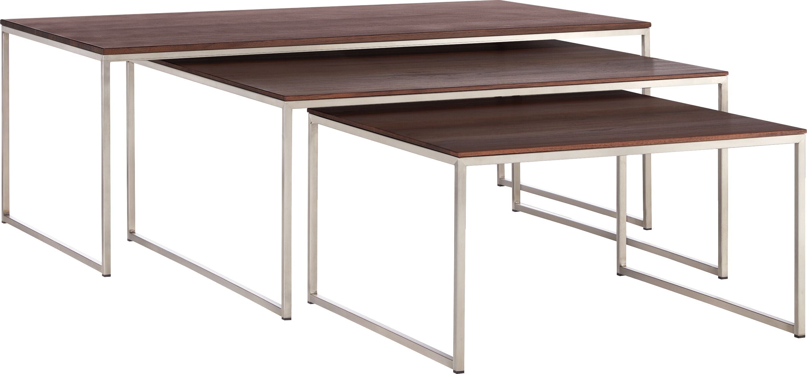 AVEA Salontisch - Nussbaum massiv / Edelstahl / B: 120.0 cm x T: 70.0 cm x H: 44.0 cm