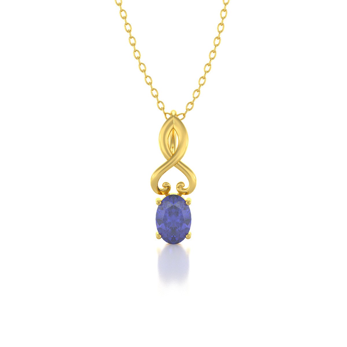 Collier Tanzanite en Or Jaune | 0.85gr | Pendentif Élégant avec Chaîne en Or - Aden