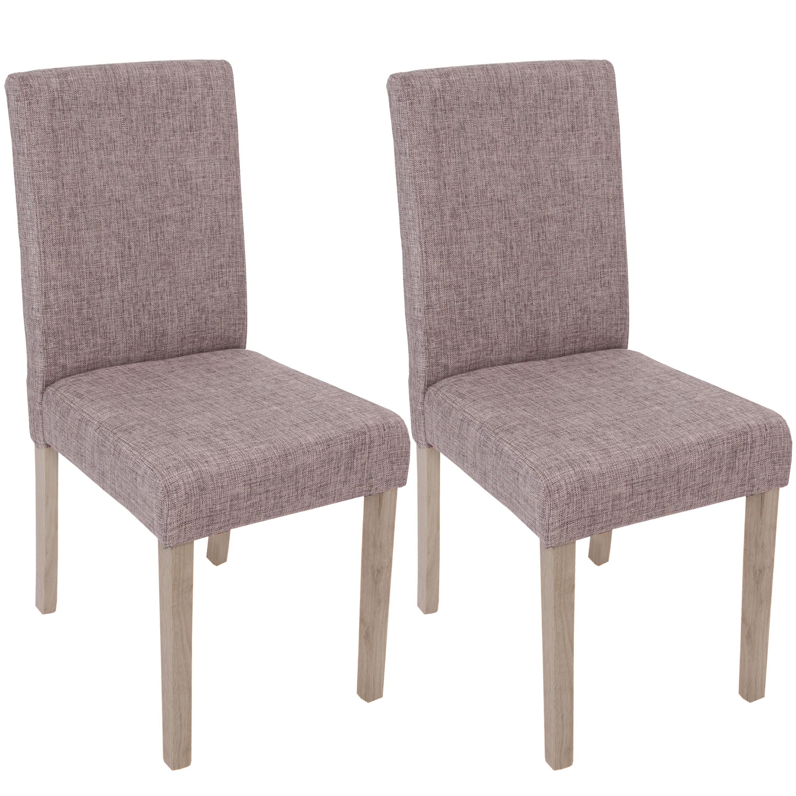 2er-Set Esszimmerstuhl Littau, Stuhl Küchenstuhl ~ Textil, grau, Beine Struktur - Eiche