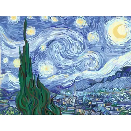 Ravensburger CreArt Malen nach Zahlen - Leinwand ART Collection: Sternennacht (Van Gogh)