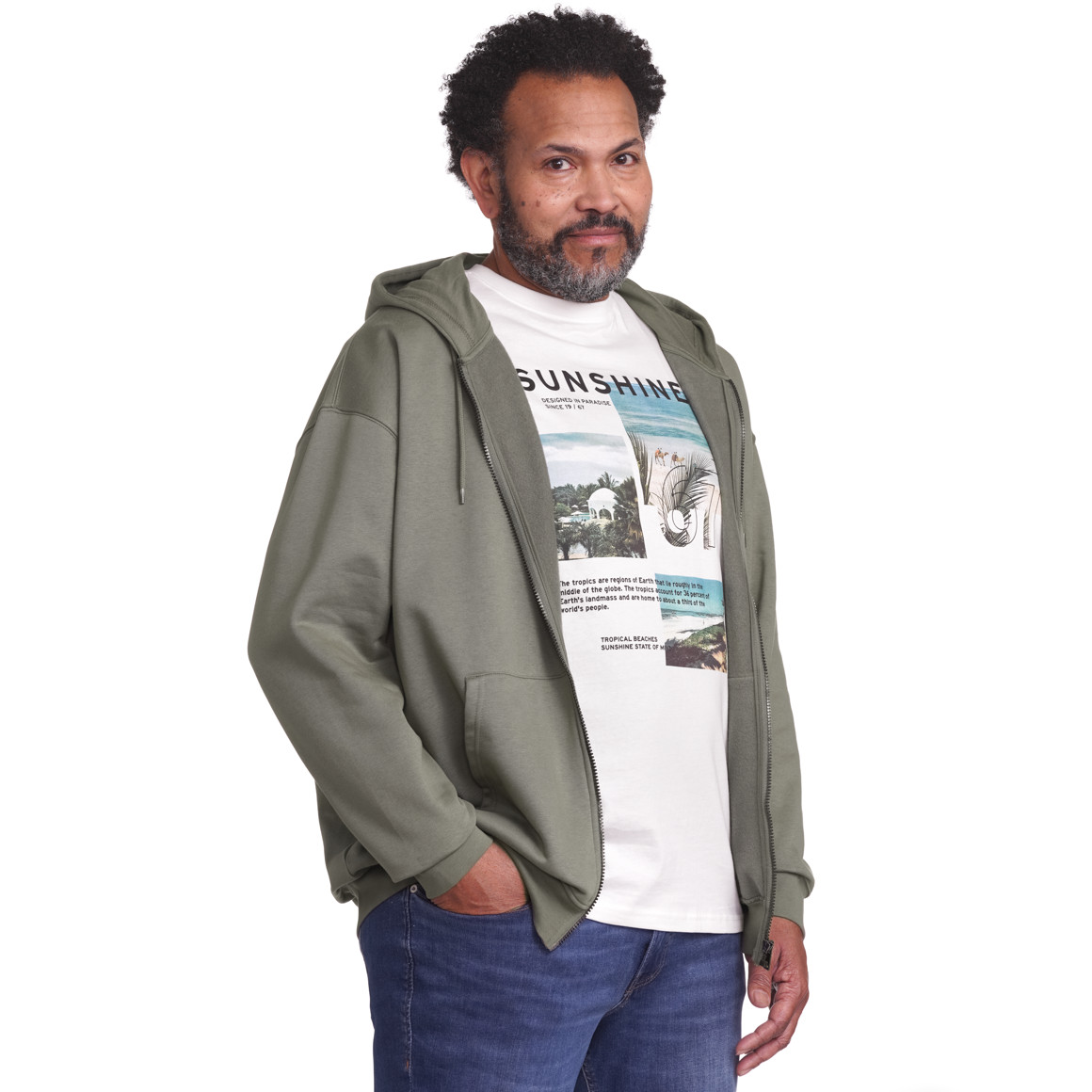 VanVaan Herren Sweatjacke in Unifarben oliv