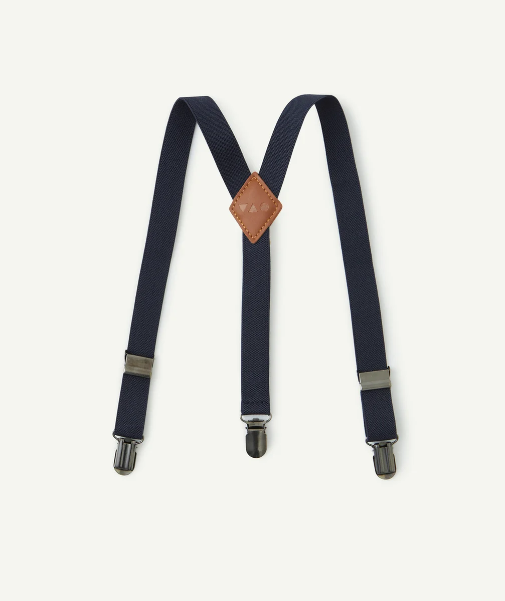 BRETELLES RÉGLABLES GARÇON BLEU MARINE ET MARRON