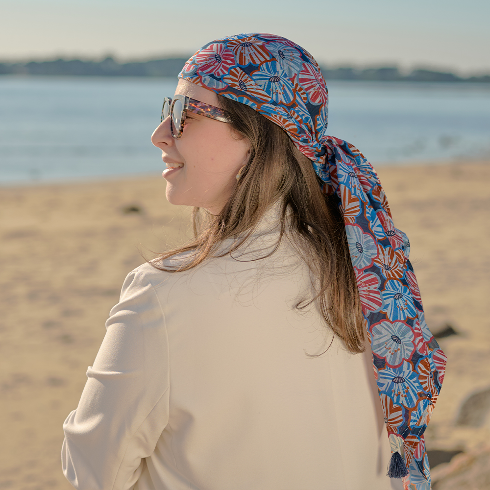 Foulard Pompon Anémones Rayées