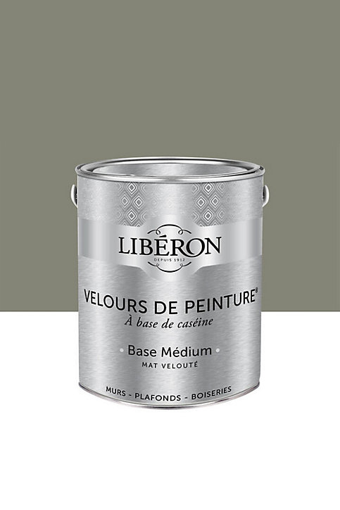 Peinture multisupport murs, plafonds et boiseries Velours de peinture gris gavroche Libéron 2,5L