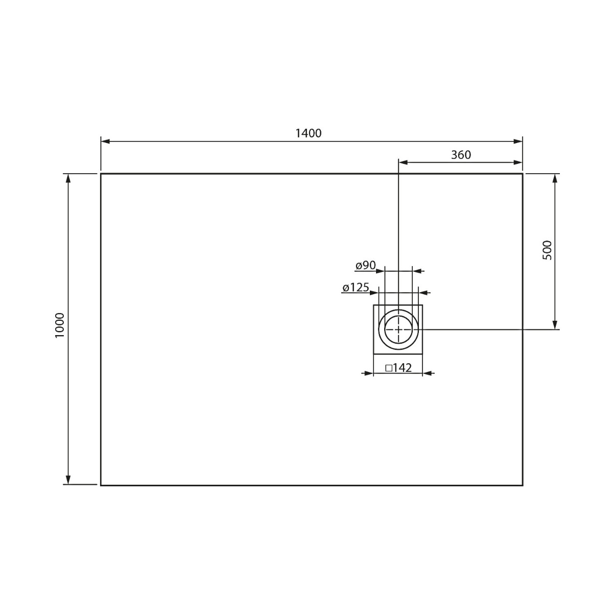 Gelco Mitia rechthoekige douchebak stone-look 140x100cm grijs