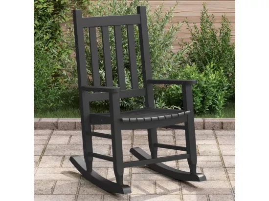 Chaise à bascule enfants noir bois de peuplier massif