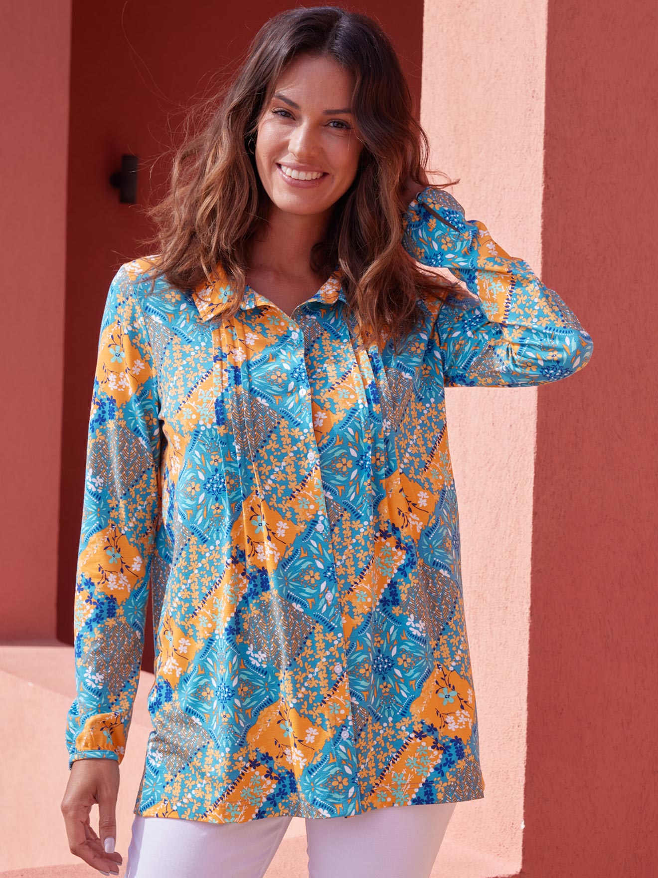 Chemisier tunique en maille fluide