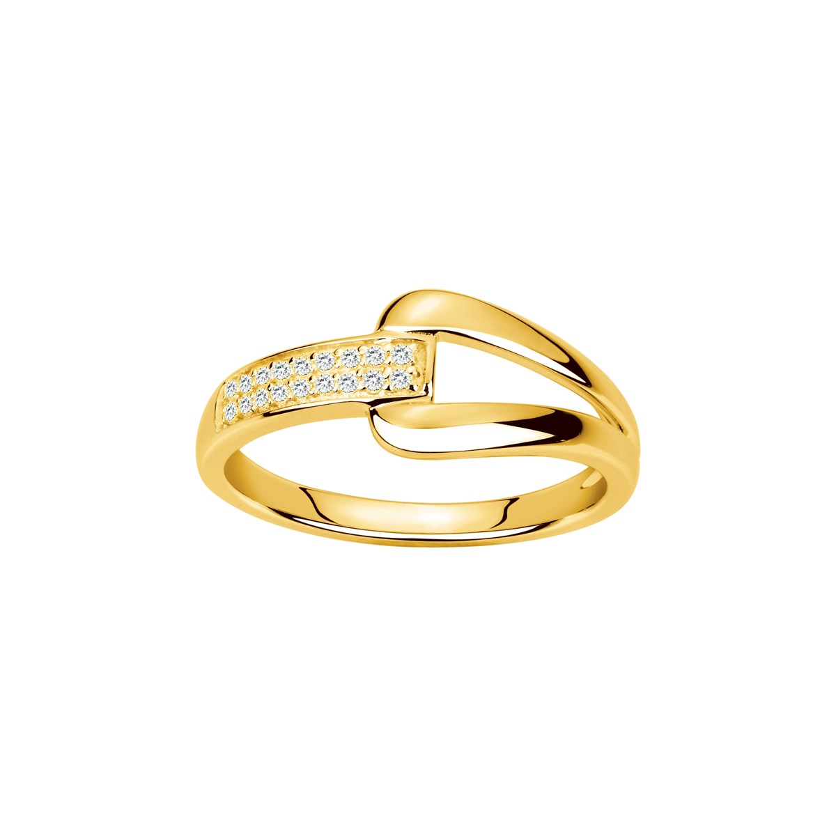 Bague en Plaqué Or avec oxyde de zirconium blanc