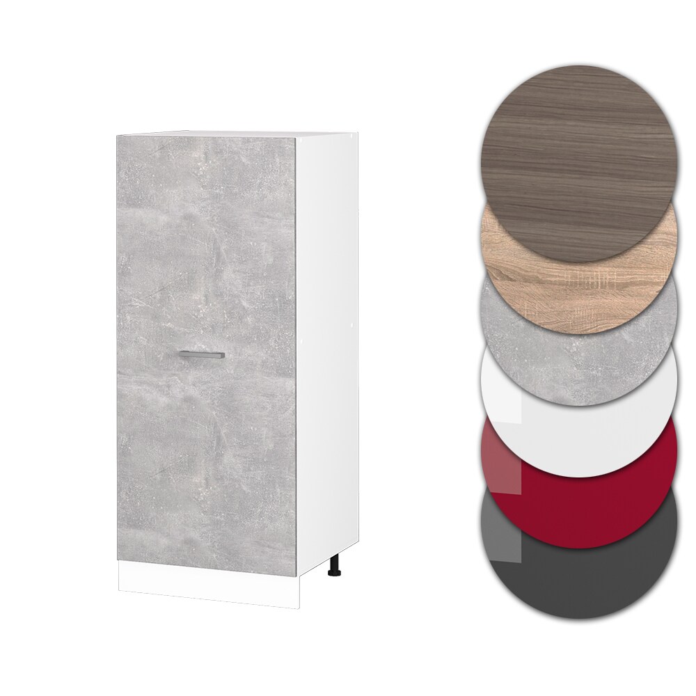 Vicco Backofenumbauschrank Küchenschrank Küchenzeile R-Line 60 cm Weiß Beton große Tür