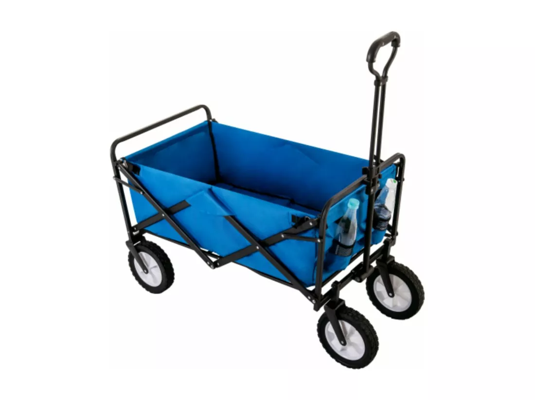 Remorque pliante tout-terrain pour wagon de jardinage, bleu