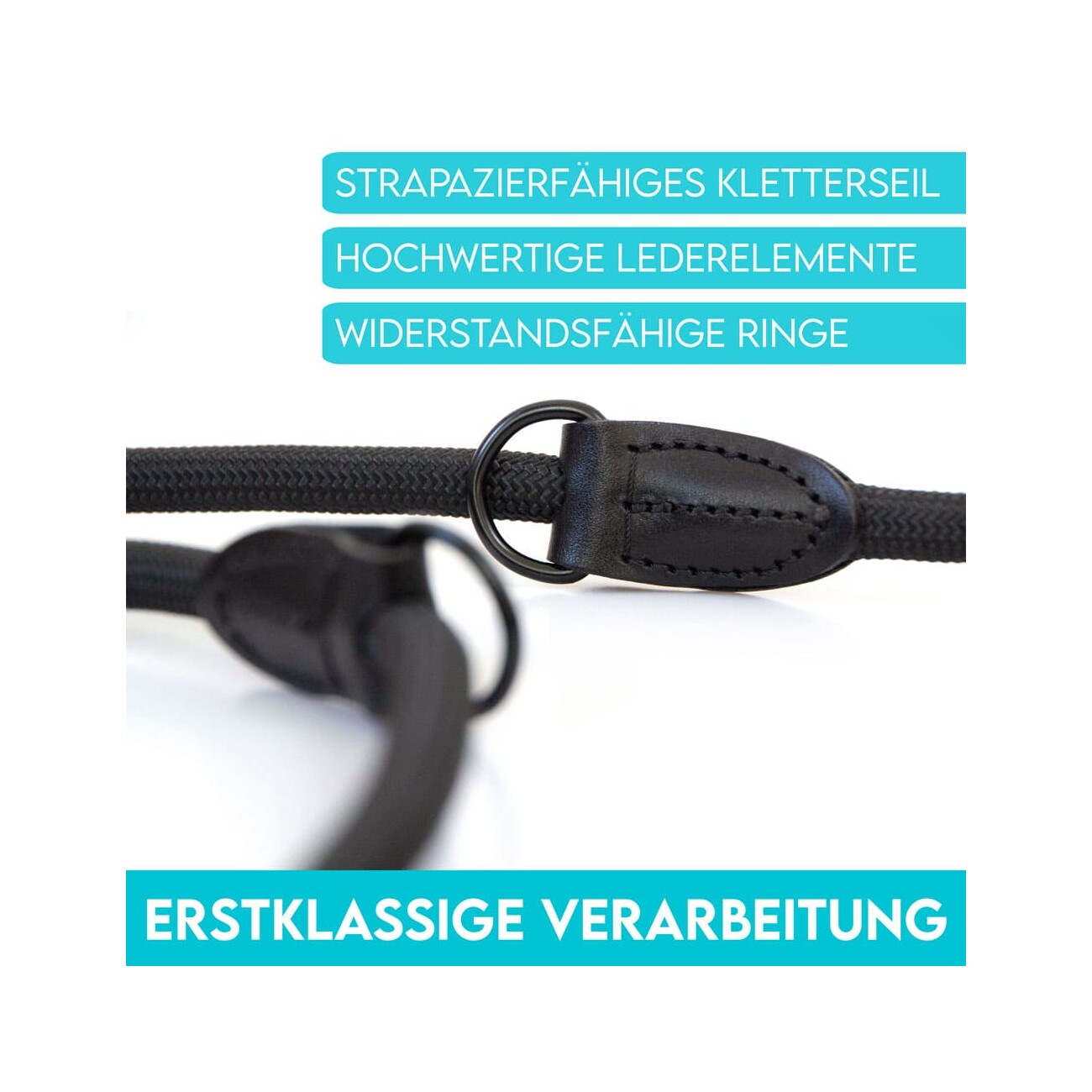 HUND IST KÖNIG ® 2,3 m verstellbare Führleine für Hunde schwarz 1,2 cm, 2,3 m