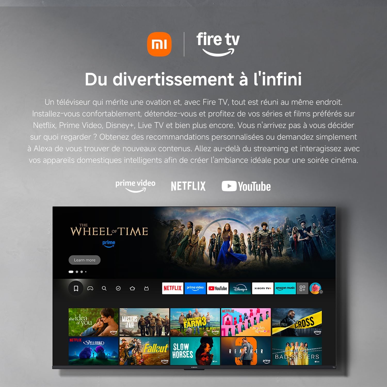 Xiaomi TV F 50, 127 cm (50 Pouces), 4K UHD, Smart TV, Fire TV, Contrôle Vocal Alexa, HDR10, MEMC, Mode Game Boost 120Hz, 2Go+32Go, Compatible avec AirPlay [Classe énergétique F]