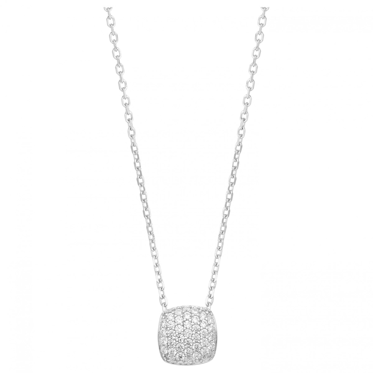 Collier mono-motif en Argent avec oxyde de zirconium blanc