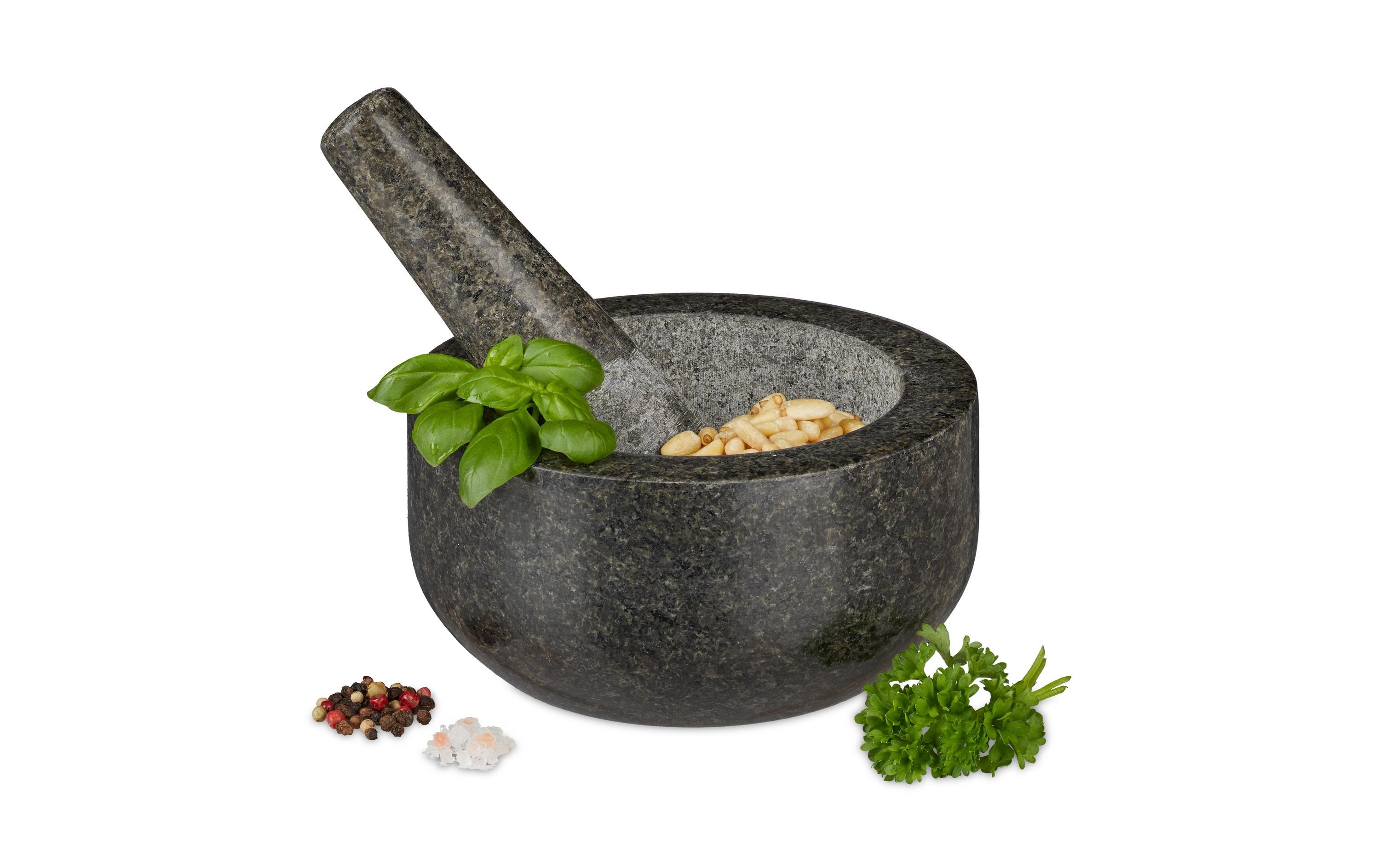 Mörser mit Stössel 16 cm, GranitPolierter Gewürzmörser und Stössel