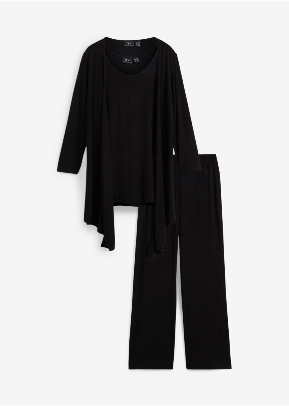 Top, gilet 3/4, pantalon (Ens. 3 pces.) avec viscose