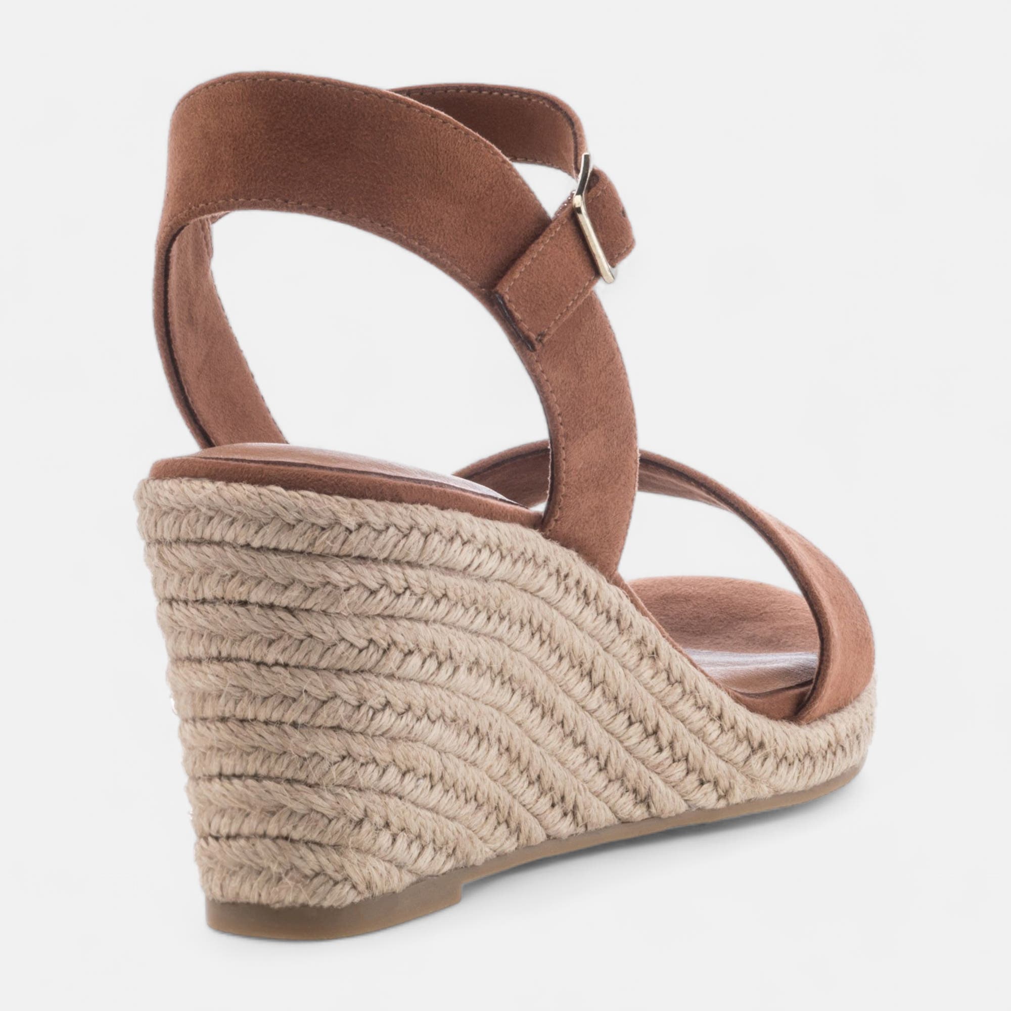 Espadrilles à talon compensé Femme cognac