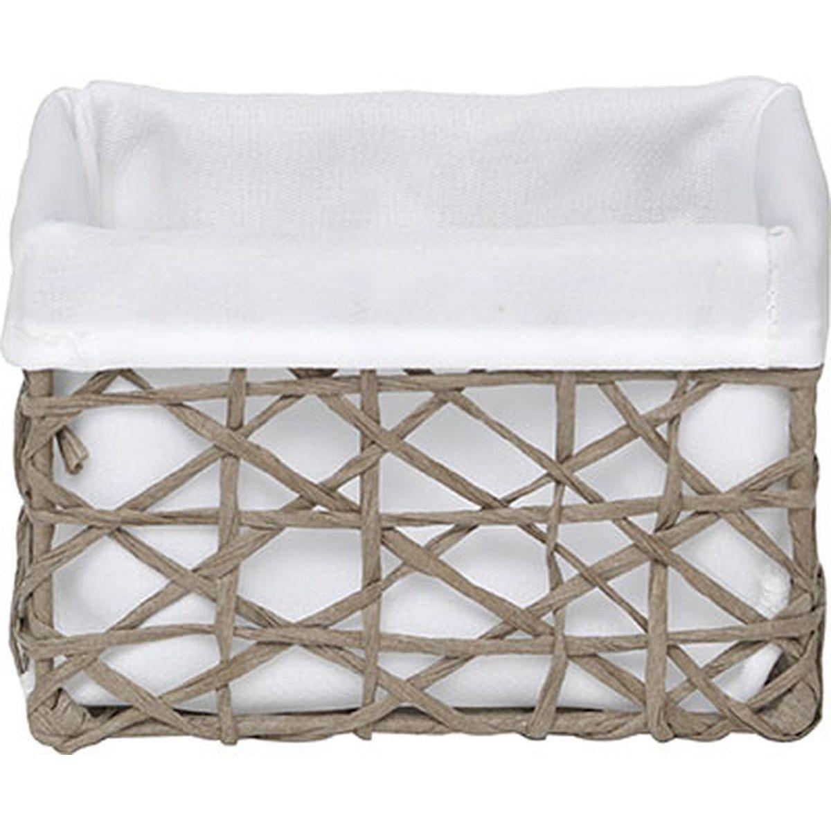 PANIER MM PAPIER TAUPE TISSU BLANC