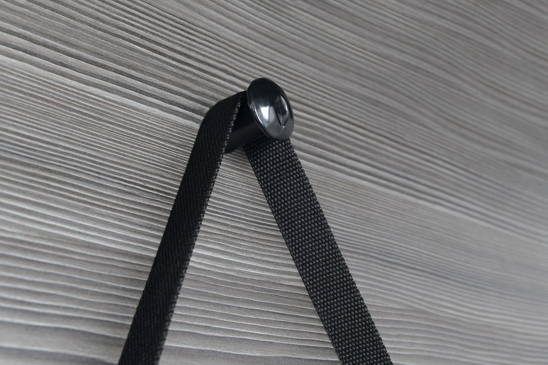 Sapho Orbiter ronde spiegel met riem mat zwart 50cm