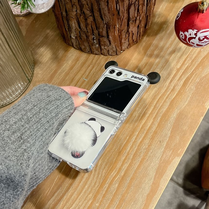 Edgin - Panda Pom Pom telefoonhoesje / pluchen band / set - Samsung Flip