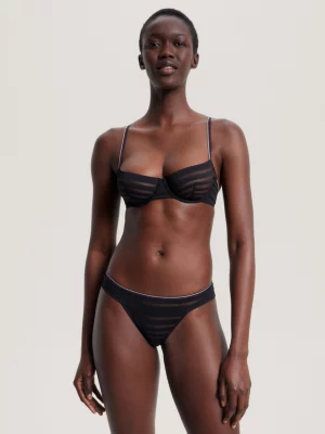 Calcinha fio dental Global Stripe Lace Mesh