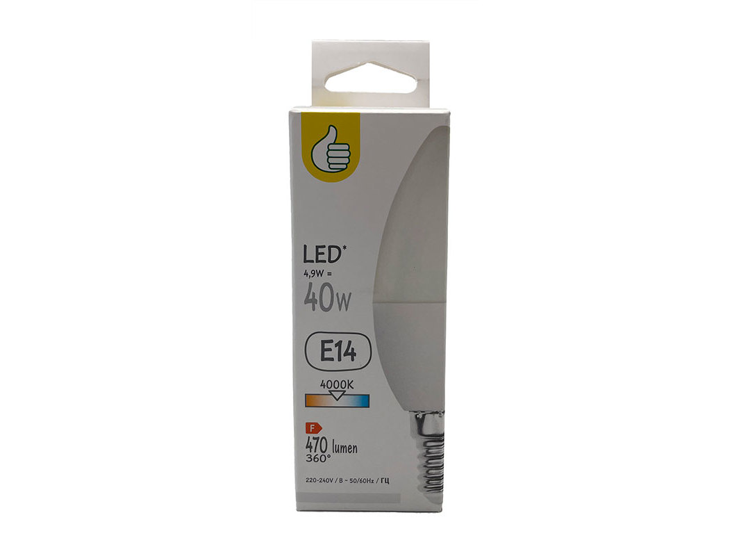 LÂMPADA LED POLEGAR E14 40W LUZ BRANCA