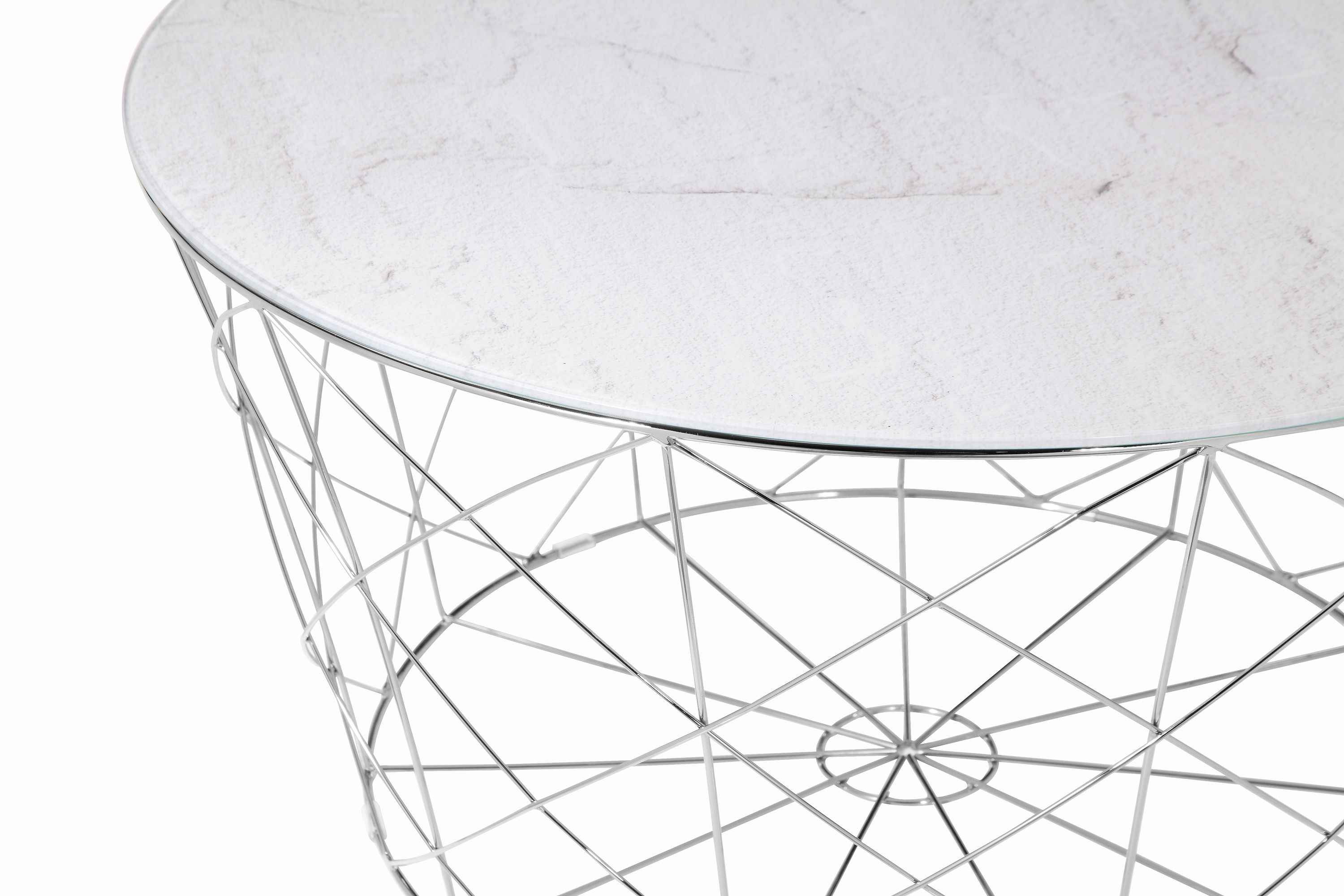Couchtisch Ø80cm Marmor Optik Glastisch Sofatisch Beistelltisch Wohnzimmer Tisch