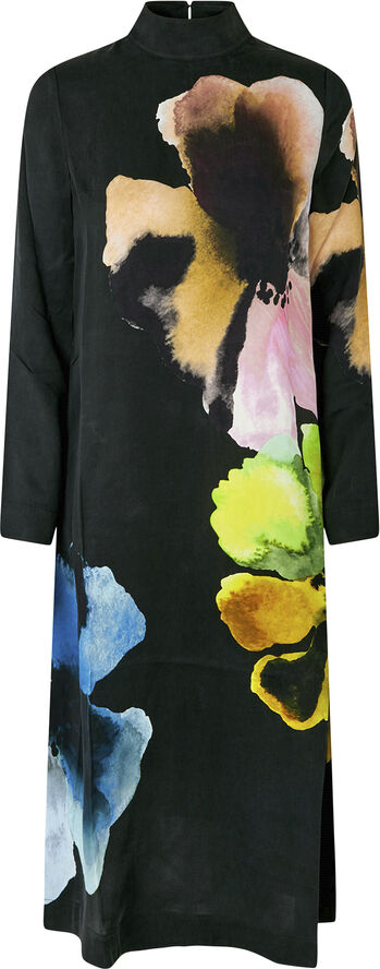 Stine Goya Long Sleeve Midi Dress, 2263 Dry Viscose Watercolor bloom maxi