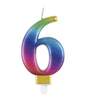 6 Jaar Kaars Regenboog 9,5cm