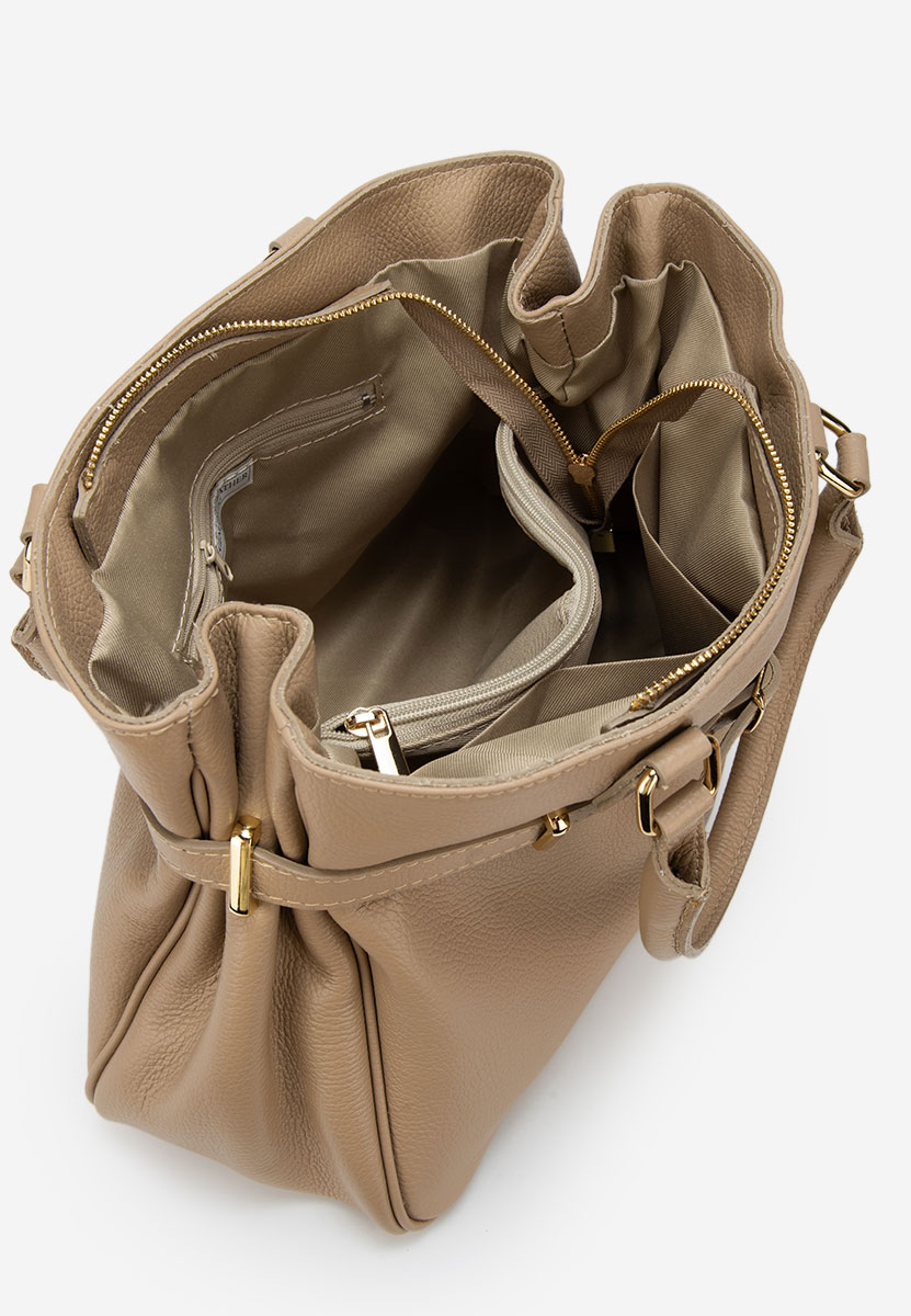 Sac en cuir naturel beige Ruxandra V2