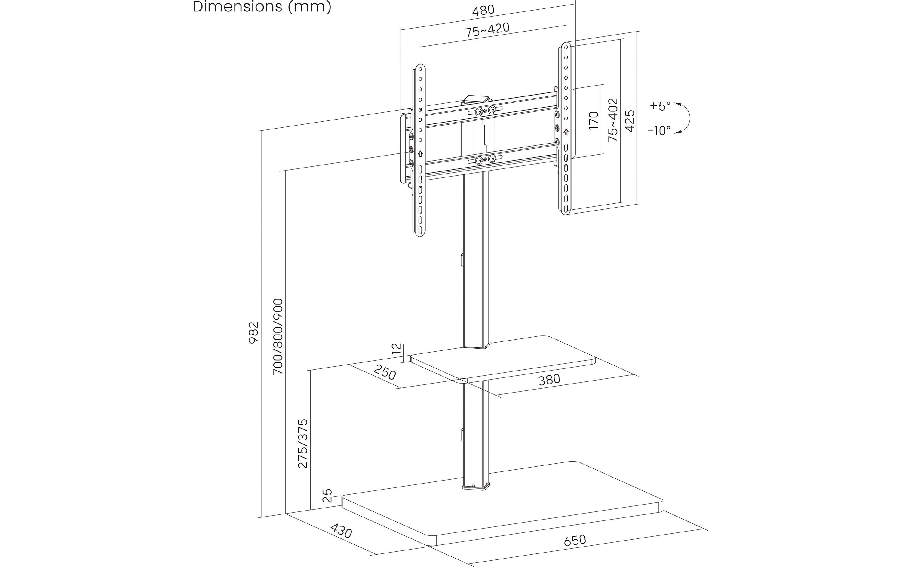 Standfuss PM-TVS-21 Weiss<br>Erstklassige Lösung für Bildschirme von 32 bis 65 Zoll