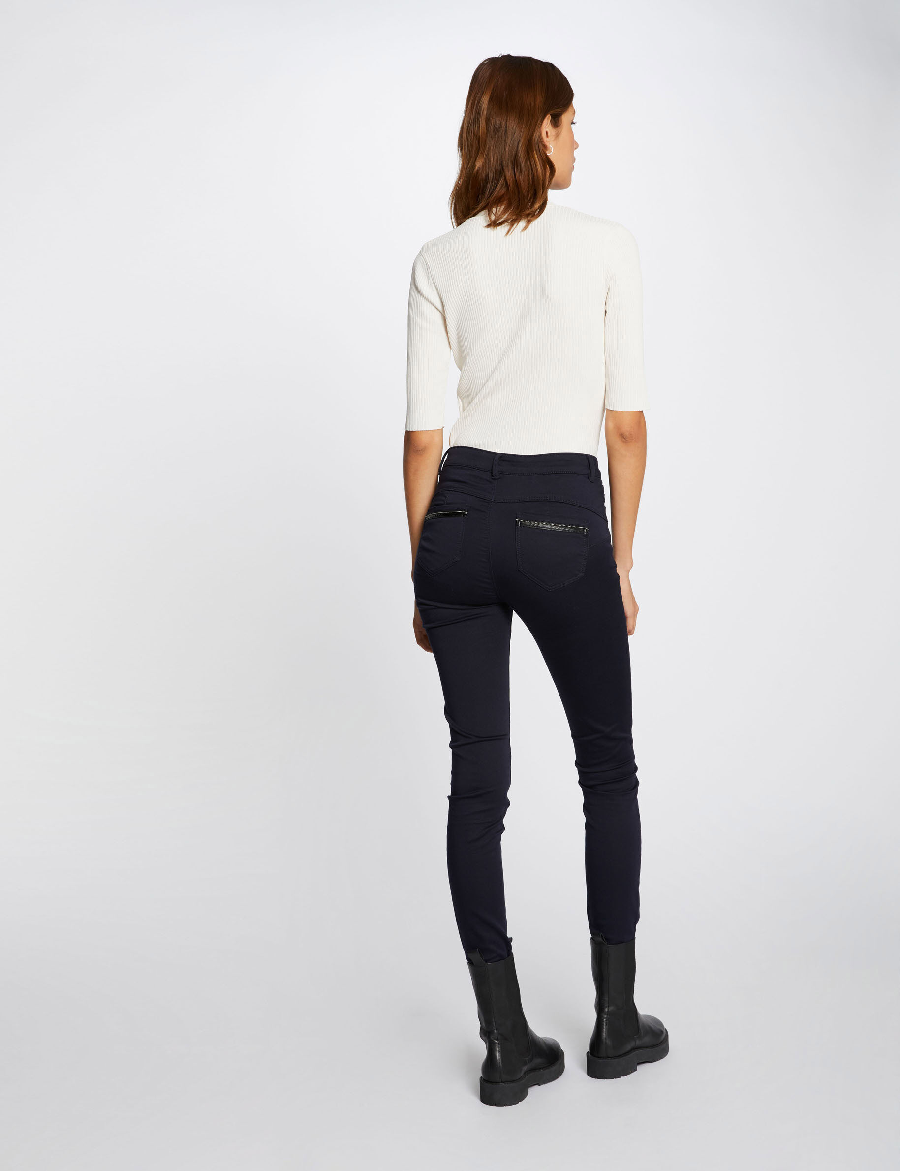 Pantalon slim taille standard marine femme - marine