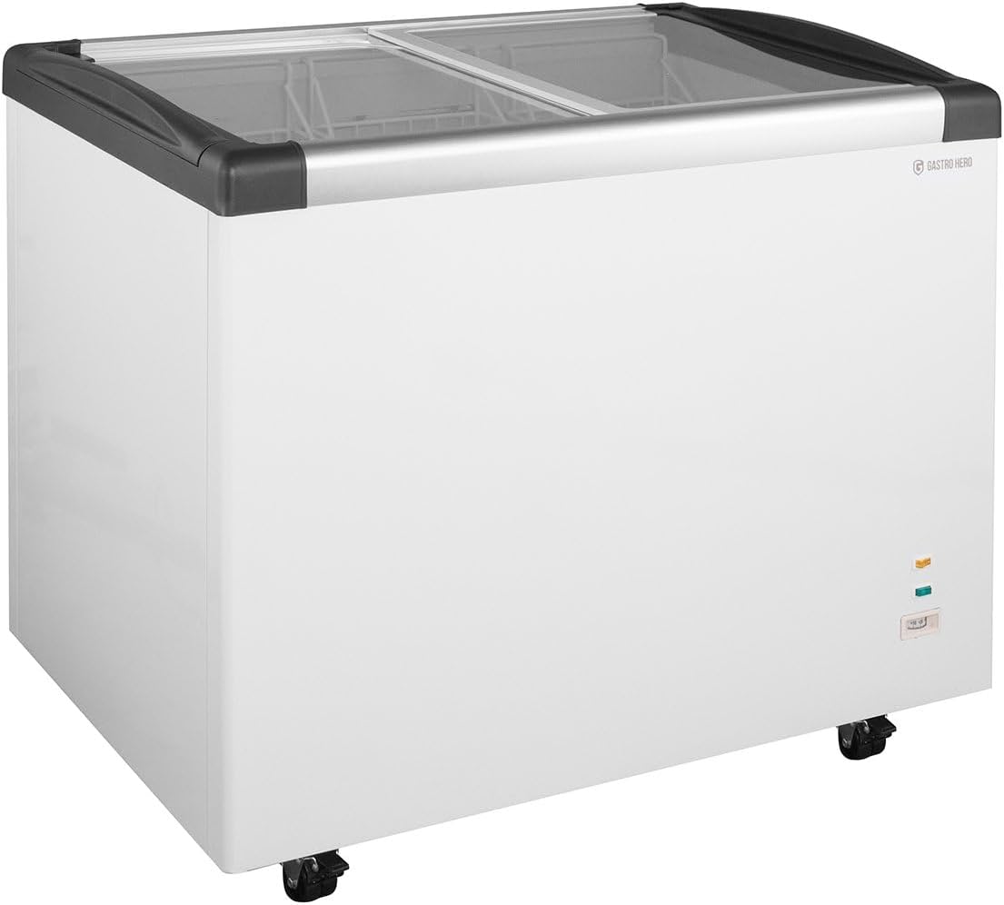 Gefriertruhe ECO 350 I Tiefkühltruhe groß 273L I Kühltruhe abschließbar I Gefriergerät mit Glasschiebedeckel I -18°C bis -22°C