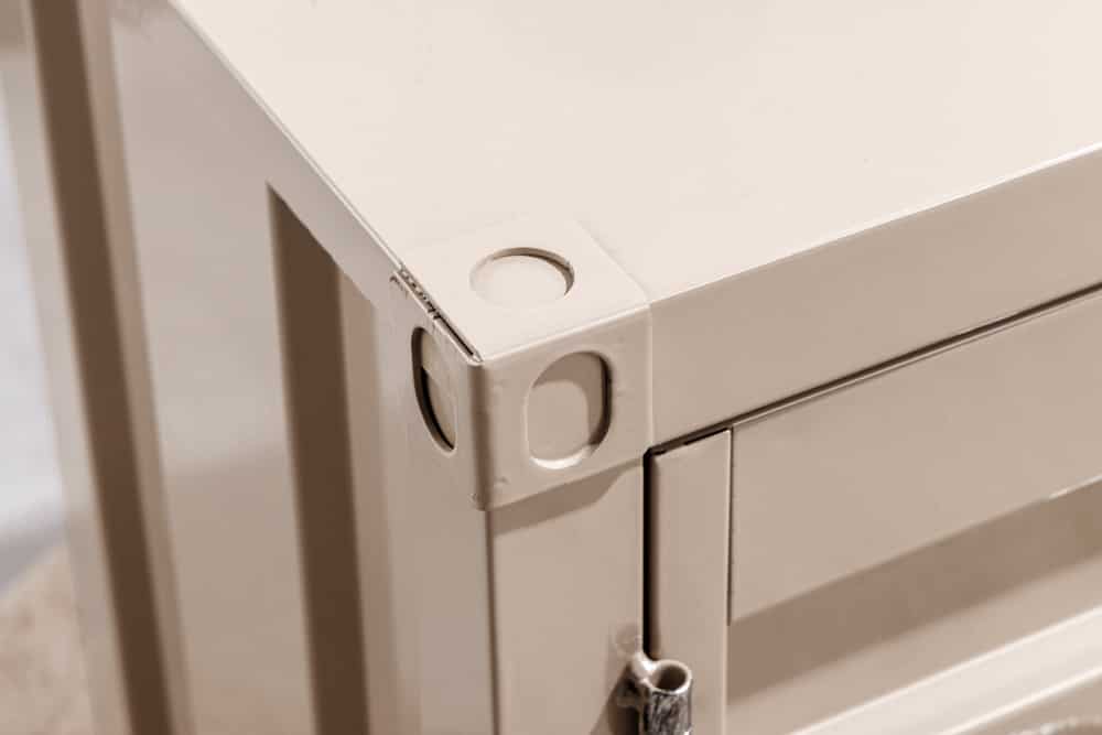 Container-Schrank GLOBETROTTER 80cm greige Metall Aktenschrank mit Flügeltüren