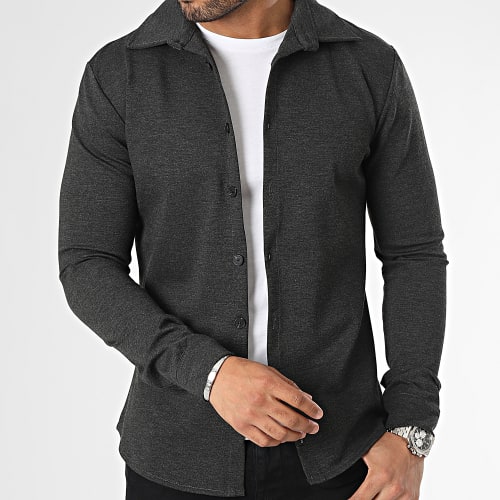 Chemise Manches Longues Atalk Bleu Gris Anthracite Chiné