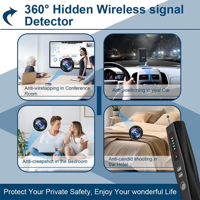 RF Signal Detektor GPS WiFi Tracker Kamera Bug Detector Anti Spy Infrarød Scanner