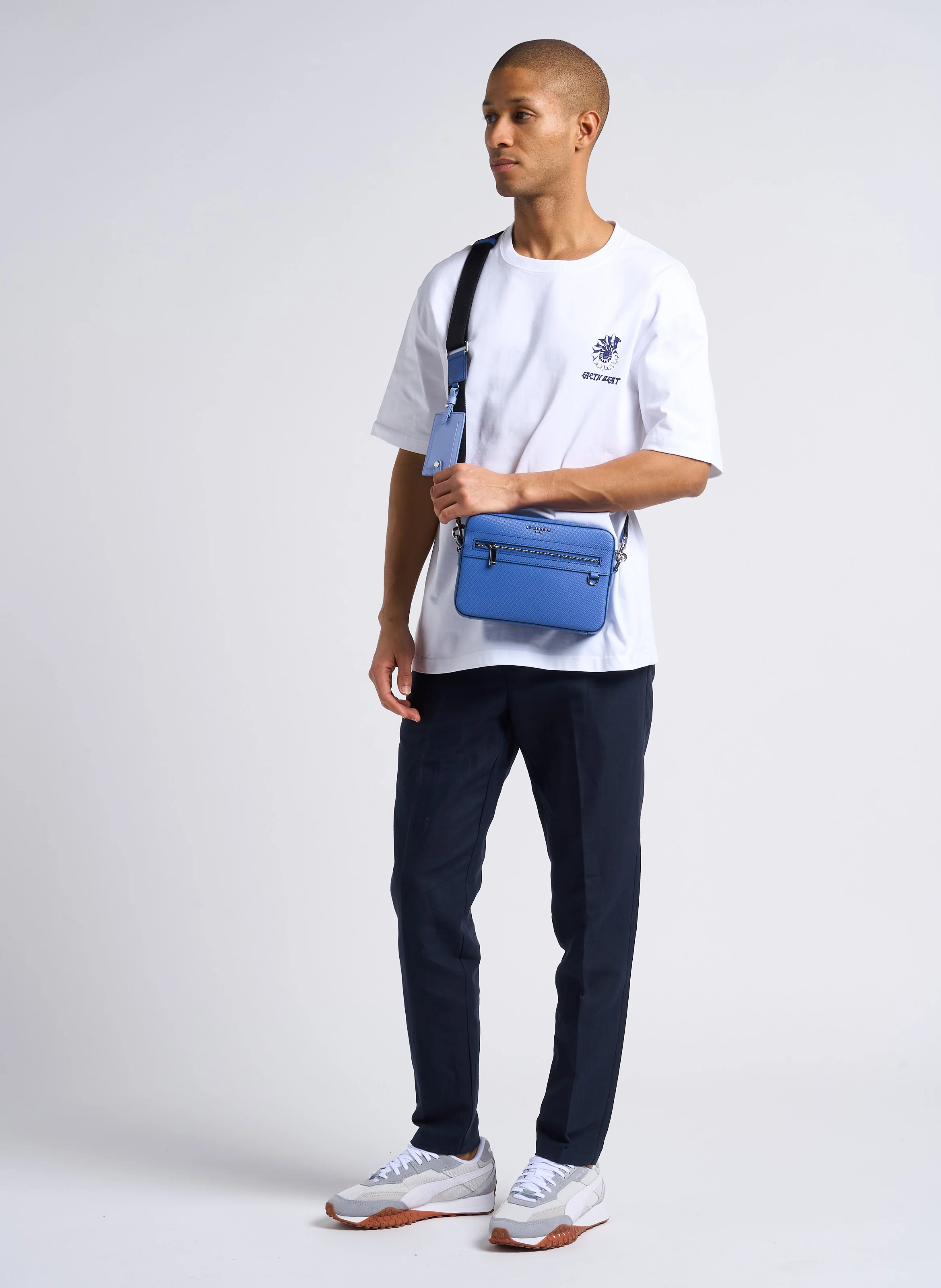 SMITHY - Pantalon slim en coton bio et lin | Bleu