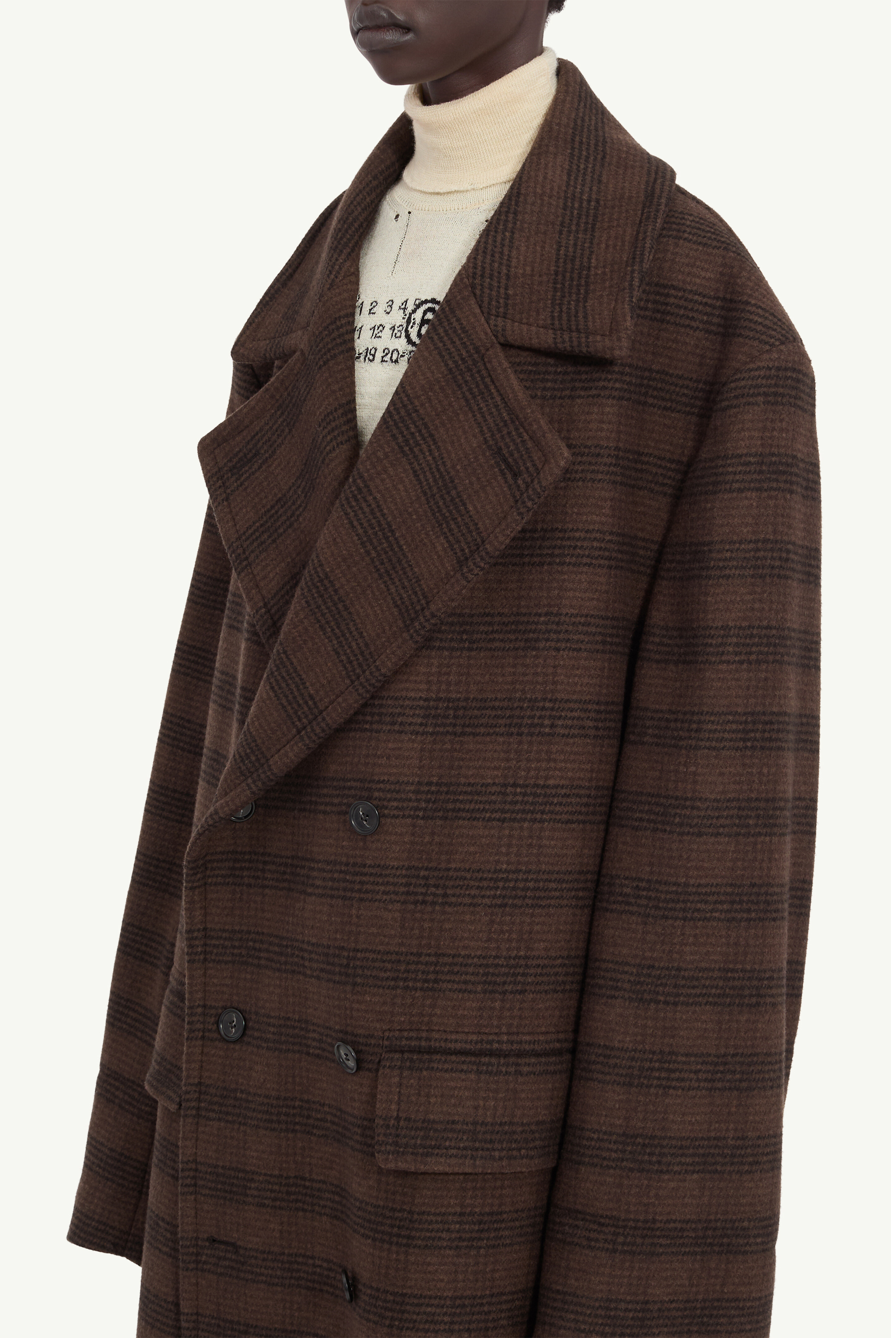 Manteau à carreaux en mélange de laine pour femme | MM6