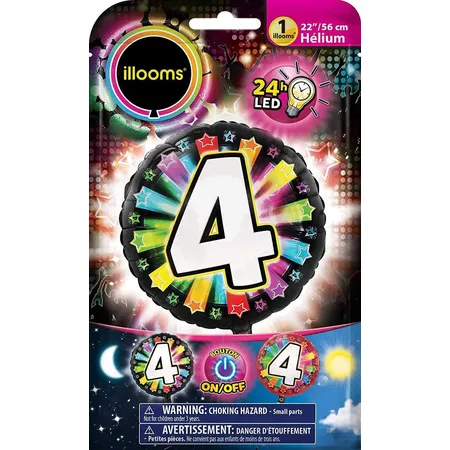 Goodmark Illooms Folienballon 56cm mit LED Zahl 4 rund