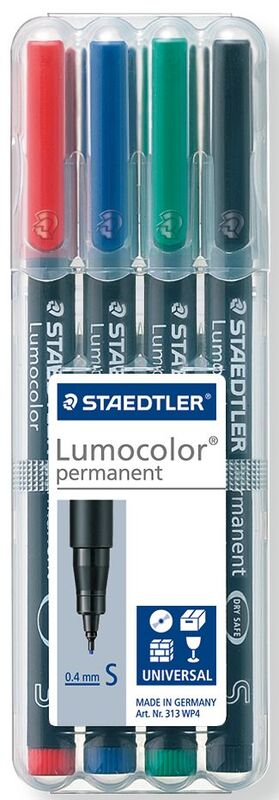 Staedtler Folienschreiber Lumocolor permanent S, 4er Etui, assortiert