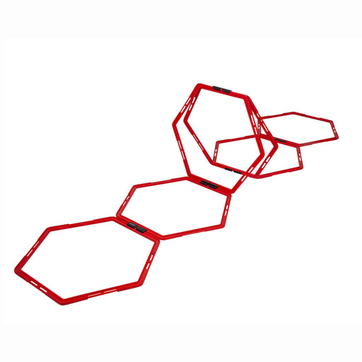 Grade de Agilidade Hexagonal Pure2improve, 6 peças, vermelha