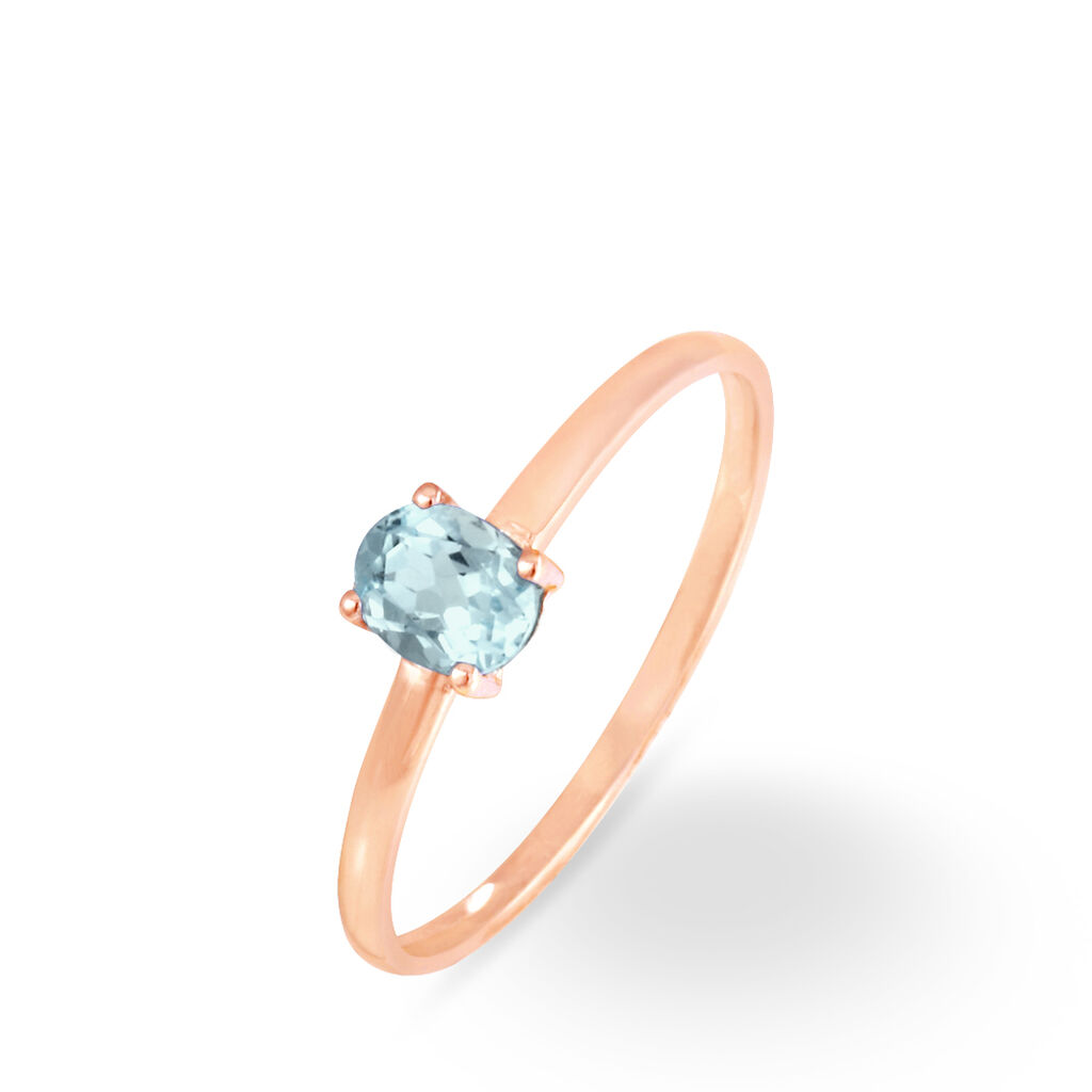 Bague Lily Or Rose Aigue Marine