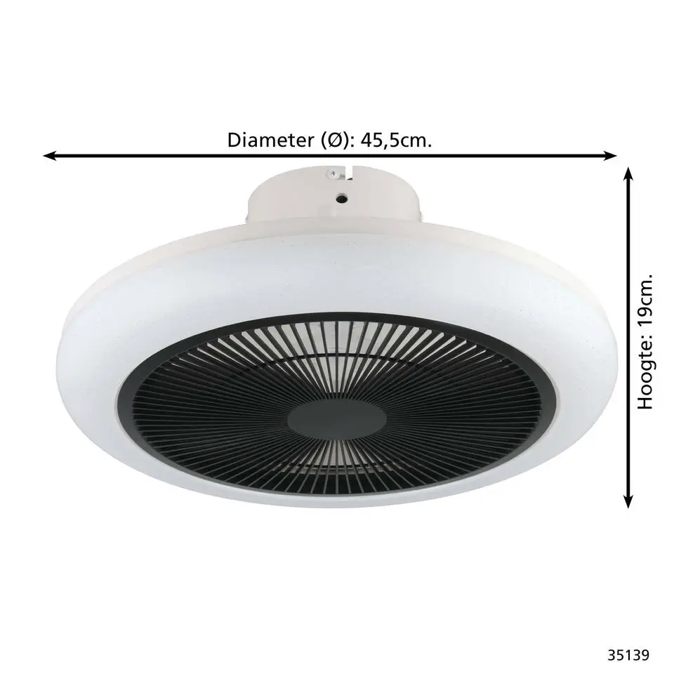 EGLO Kostena Plafondlamp met ventilator - LED-CCT - Wit, Zwart
