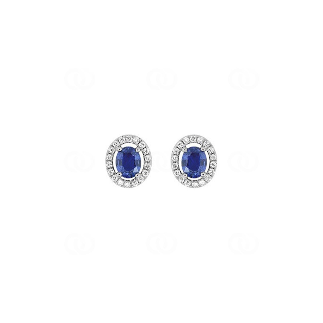 Ohrstecker 750/18 K Weissgold mit Saphir 0.90ct. und Diamanten 0.18ct.