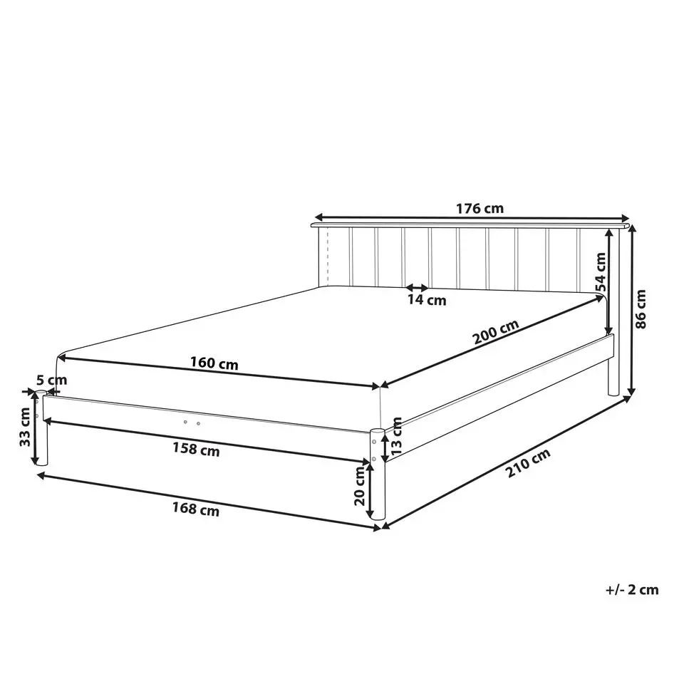 BARRET II - Tweepersoonsbed - Lichtbruin - 160 x 200 cm - Dennenhout