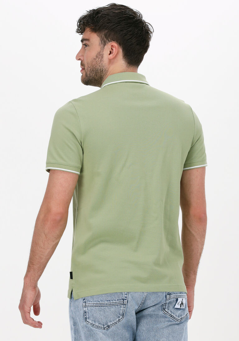 CALVIN KLEIN groene calvin klein polo stretch pique tipping slim polo