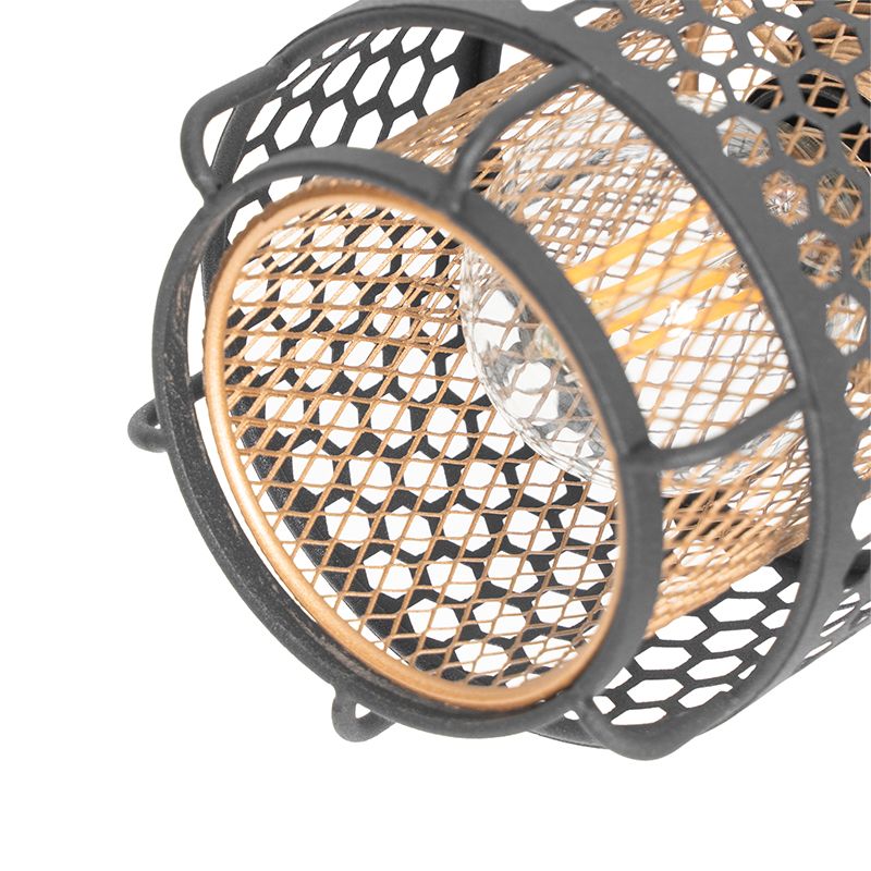 Design plafondlamp zwart met goud 3-lichts rond - Noud