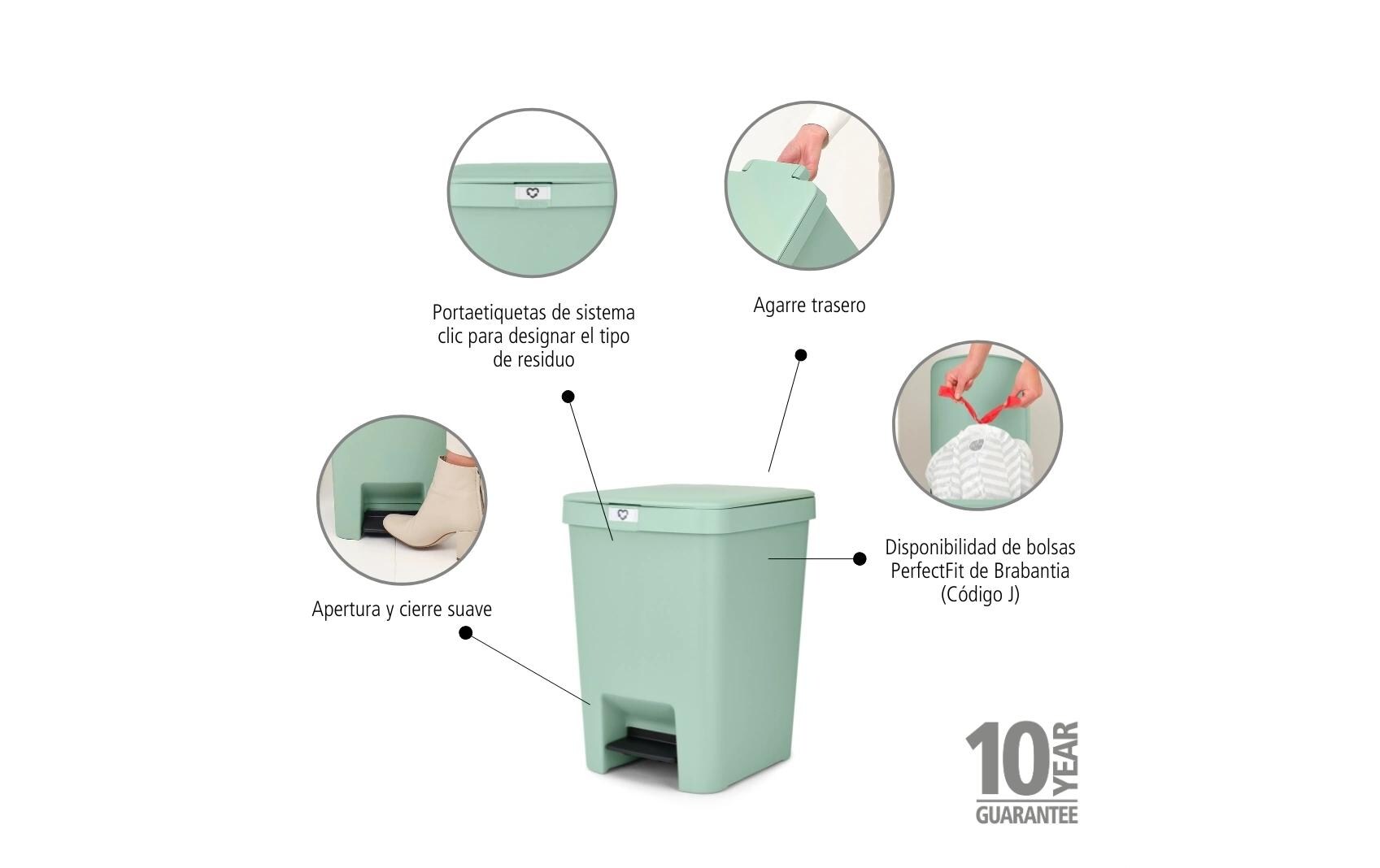 Recyclingbehälter StepUp 25 l, GrünTreteimer für Recyclingmaterialien