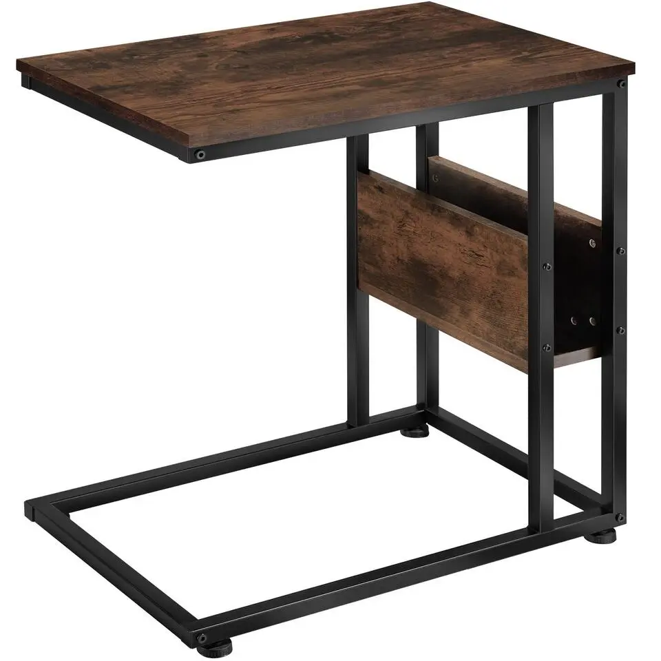 tectake Bijzettafel Wigan 55x36,5x60cm, Industrieel Hout Donker, Rustiek